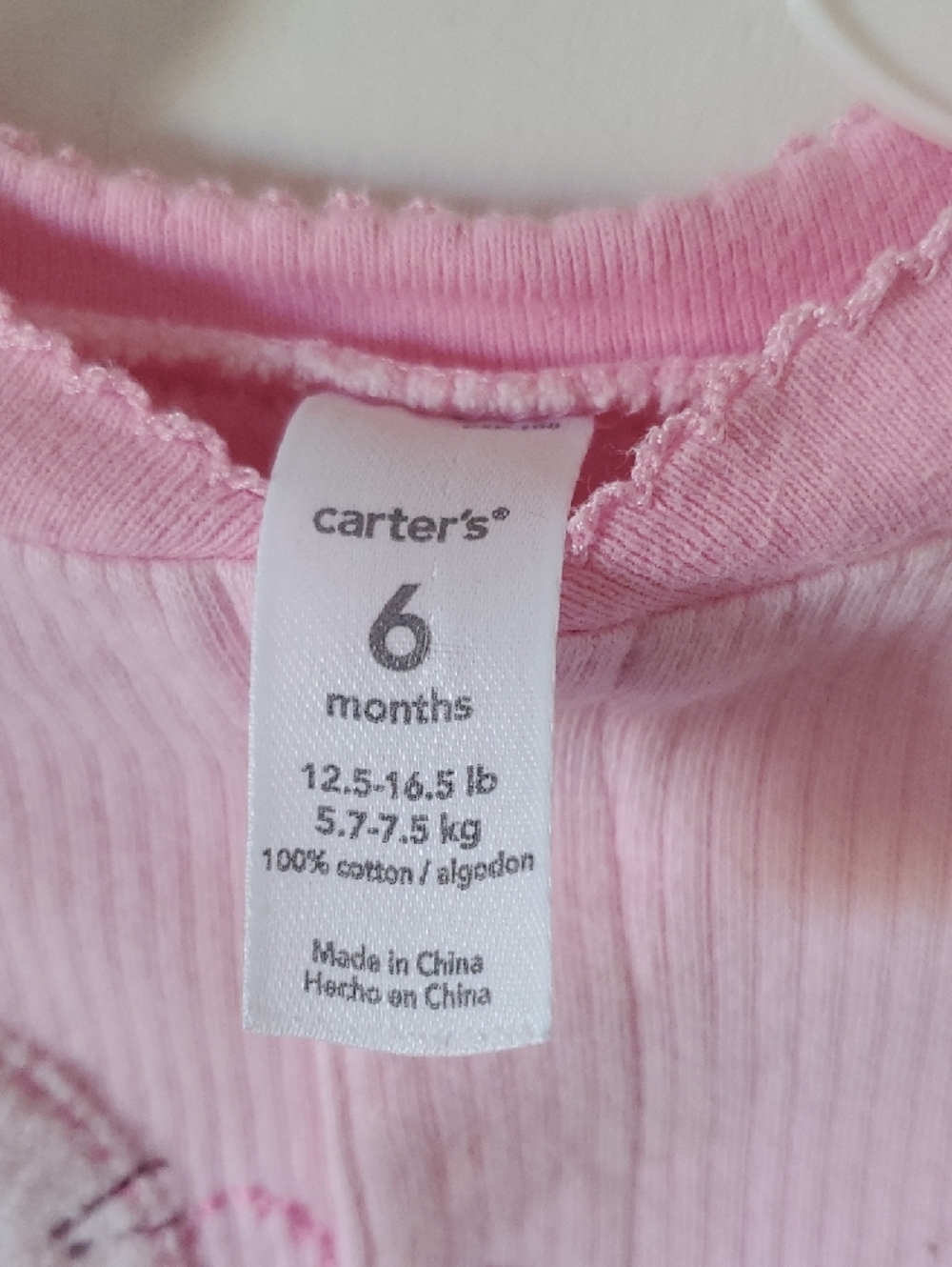 Carter's Embroidered Sweet Pink Bunny Footed Sleeper Baby Girl Size 6 Months - Picture 4 of 5